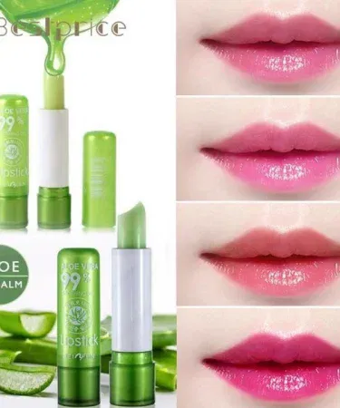A sleek tube of Aloe Vera Lip Balm showcasing natural aloe extract, soothing and moisturizing for soft, healthy lips