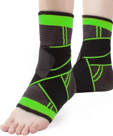 Adjustable Compression Ankle Brace breathable support for sports and fitness men women, imagecaption=Adjustable Compression Ankle Brace – breathable, supportive, unisex design.