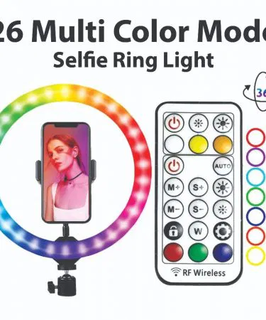 SPEED‑X 26 cm 26‑Color RGB Ring Light with Remote – Dimmable LED Ring Light for Vloggers & Makeup Artists