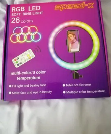 SPEED‑X 26 cm 26‑Color RGB Ring Light with Remote – Dimmable LED Ring Light for Vloggers & Makeup Artists