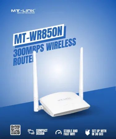 MT‑LINK WR850N 300Mbps Wireless Router front view, imagecaption=MT‑LINK WR850N 300Mbps WiFi Router – 1 Year Warranty – Available at Khareedo | Kharedo,