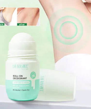 Alcohol‑free roll‑on deodorant 50ml with fresh unisex fragrance and armpit whitening, imagecaption=Deodorant Roll‑On Stick 50ml – 48‑Hour Protection, Alcohol‑Free, Armpit Whitening – Available on Khareedo & Kharedo.