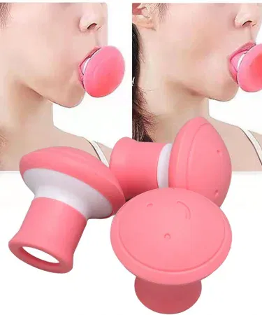 Jawline Exerciser Face & Neck silicone device for facial muscle toning, imagecaption=Compact silicone jawline exerciser for a defined, chiseled jawline,