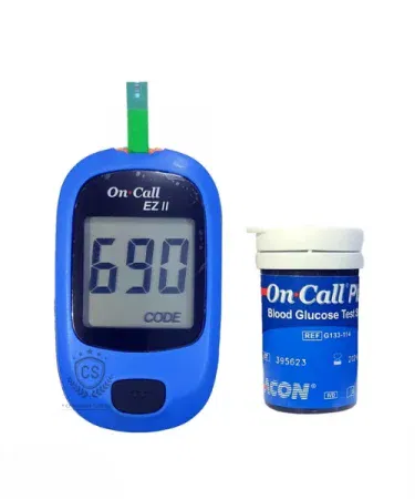 Blood Glucose Monitoring System On Call EZII Glucometer with 10 free test strips – sugar test machine for home use