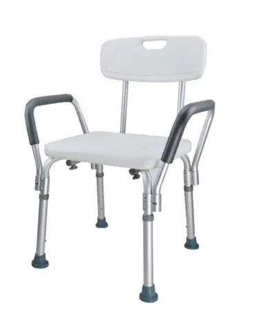 Imported height adjustable bath and shower chair with anti‑slip seat and supportive backrest for elderly and patients