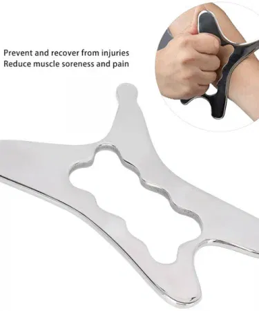 High‑quality stainless steel IASTM Myofascial Graston Therapy Tool with ergonomic grip for soft‑tissue mobilization and muscle recovery