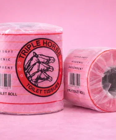 2 Pcs Triple Horse 2 Ply Pink Tissue Roll – Super Soft Hygienic Toilet Paper, imagecaption=Premium 2‑ply pink toilet paper roll from Triple Horse, available on Khareedo | Kharedo with Check on Delivery service,