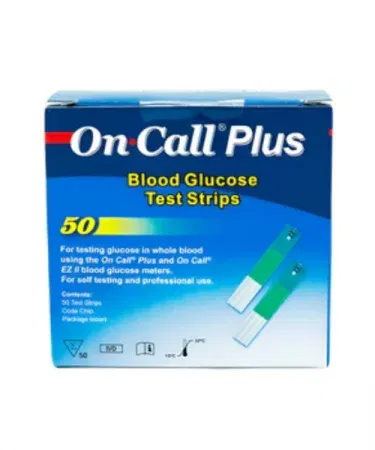 On Call Plus Glucometer Test Strips 25 & 50 pcs EZII 690 Code – high quality blood sugar test strips for diabetes monitoring