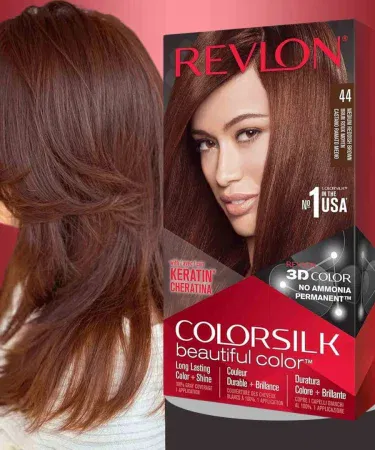 Revlon Colorsilk Hair Color 44 Reddish Brown – ammonia‑free permanent hair dye for vibrant reddish‑brown tones, gray coverage, salon quality at home