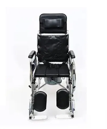 Best Imported Reclining Commode Wheelchair by Elite Healthcare – single seat, adjustable recline, portable mobility chair for elderly and patients