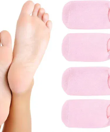 Premium Moisturizing Spa Gel Socks in Box – Khareedo & Kharedo, imagecaption=Premium quality spa gel socks packaged in a stylish box, perfect for home foot spa treatments.