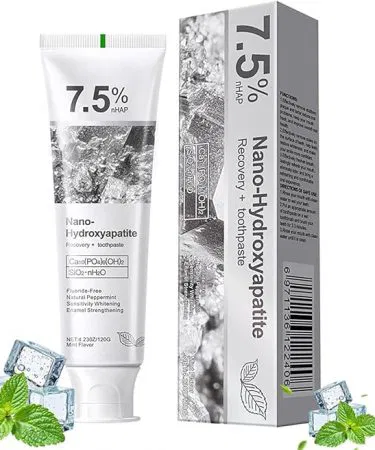 7.5% Hydroxyapatite Toothpaste – fluoride‑free gentle mint paste for sensitive teeth, enamel strengthening and repair