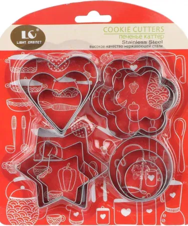 12‑piece stainless steel cookie cutter set with 4 unique shapes for baking, fondant and crafts