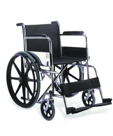 Imported black orthopedic wheelchair with detachable elevating leg rest, foldable design, alloy rims
