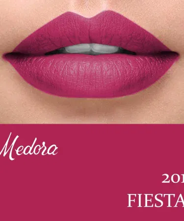 Premium Madora Lipstick Shade 201 Fiesta – bright red matte lipstick in elegant packaging, imagecaption=Madora Lipstick Shade 201 Fiesta – original Pakistani matte lipstick for women,