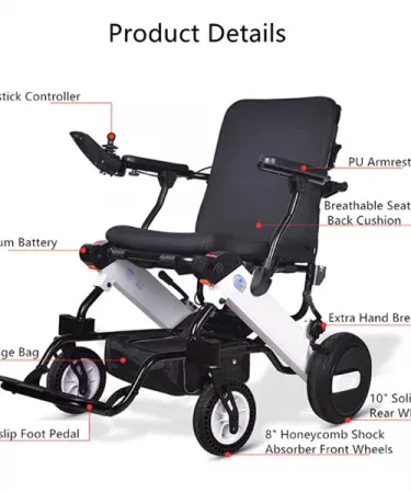 Portable folding electric wheelchair for elderly adults – dual‑use manual and power, lightweight, durable design