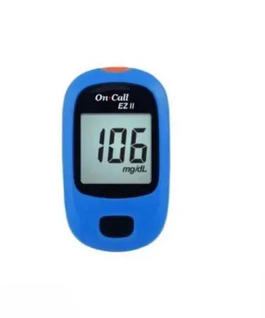 Blood Glucose Monitoring System On Call EZII Glucometer with 10 free test strips – sugar test machine for home use