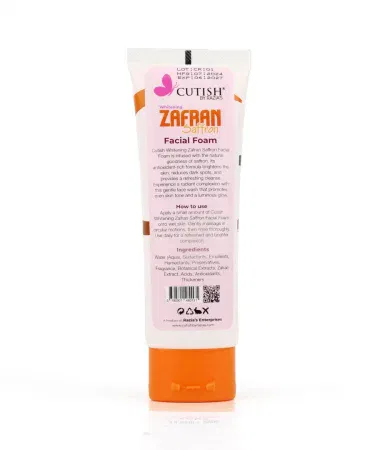 Zafran Brightening Face Wash bottle with glowing skin background, imagecaption=Zafran Brightening Face Wash – your daily step to radiant, glowing skin.