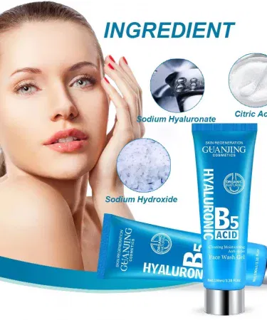 Guanjing Hyaluronic B5 Acid Face Wash Gel 100ml – Hydrating facial cleanser with hyaluronic acid and vitamin B5 for smooth, glowing skin