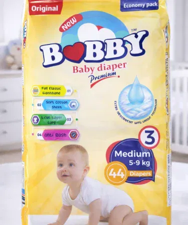 10 BOBBY Premium Baby Medium Diapers – Extra Absorbent, Anti‑Rash, Soft Cotton Sheet – S‑Cut Magic Tape + Leak Guard – Economy Pack , imagecaption=BOBBY Premium Baby Medium Diapers – Extra Absorbent, Anti‑Rash, Soft Cotton Sheet with S‑Cut Magic Tape and Leak Guard (44 pcs) ,