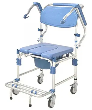 Best Bedside Commode Wheelchair and Wheeled Shower Chair for Elderly – portable, adjustable footrests, movable potty, safe and durable design, imagecaption=Premium bedside commode wheelchair and wheeled shower chair for elderly – perfect for bedroom and toilet use,