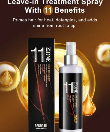 Argan Oil from Morocco 11‑in‑1 Leave‑In Spray 250ml bottle on white background, imagecaption=Argan Oil from Morocco 11‑in‑1 Leave‑In Spray – Hair Repair, Anti‑Frizz, Heat Protection, Moisturizing & Shine Boost.