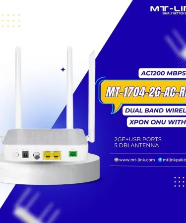 MT‑LINK 1704‑2G‑AC‑RF Dual‑Band XPON Fiber Router AC1200Mbps with CATV and 1 Year Warranty, imagecaption=MT‑LINK 1704 Dual‑Band XPON Fiber Router – AC1200, Check‑on‑Delivery available on Khareedo | Kharedo.