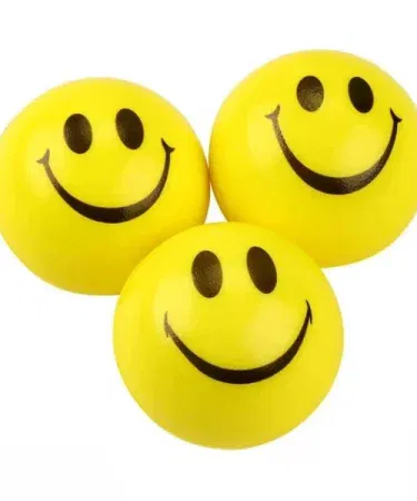 Hand Exercise Stress Relief Yellow Smiley Emoji Physio Ball – bright yellow therapeutic stress ball with smiley face for kids and adults