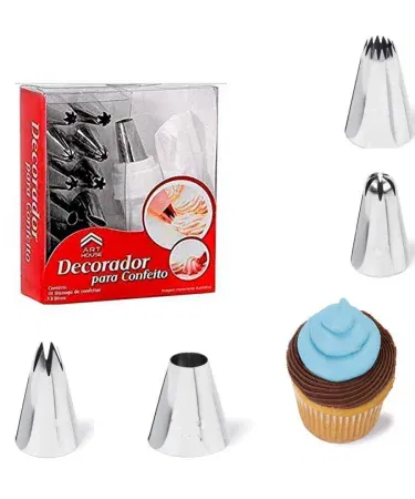 Icing bake cake decorating tool with multiple interchangeable nozzles and ergonomic grip, perfect for detailed cake designs.