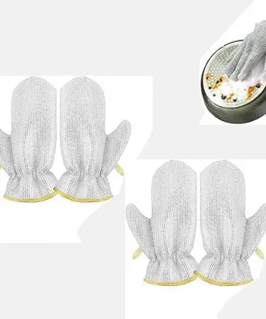 Kitchen Dish Silver Wire Cleaning Glove – stainless steel scrubber hand glove for washing pots, pans & utensils, imagecaption=Single‑piece silver wire cleaning glove perfect for tough kitchen stains,
