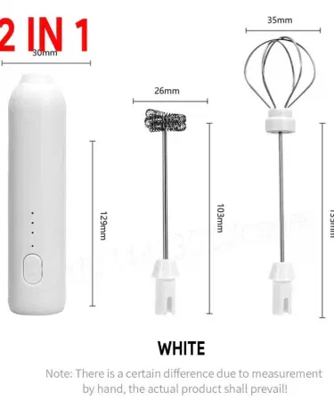 Electric Rechargeable Coffee Beater handheld frother with Type‑C charging port, sleek copper design, detachable whisk head for easy cleaning.