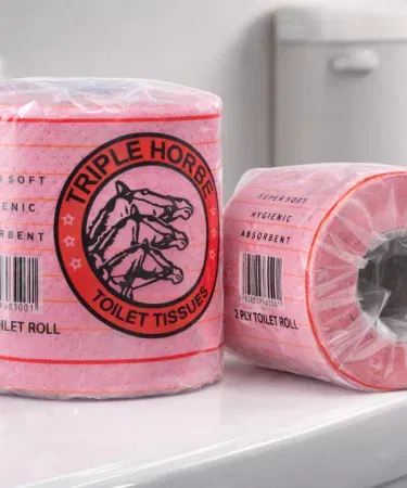 2 Pcs Triple Horse 2 Ply Pink Tissue Roll – Super Soft Hygienic Toilet Paper, imagecaption=Premium 2‑ply pink toilet paper roll from Triple Horse, available on Khareedo | Kharedo with Check on Delivery service,
