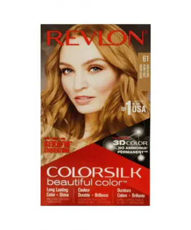 REVLON Silk Dark Blonde Hair Color 61 bottle – vibrant dark blonde shade, imagecaption=REVLON Silk Dark Blonde Hair Color 61 – available on Khareedo | Kharedo with Check on Delivery.