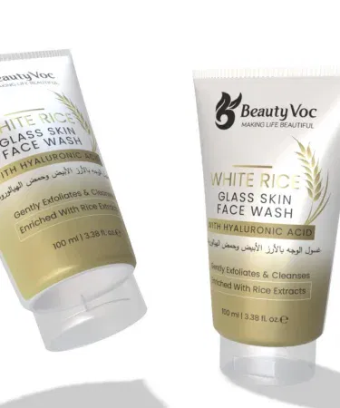 Beautyvoc White Rice Face Wash 100ml bottle with white rice extract, brightening cleanser, gentle formula for glowing skin , imagecaption=Beautyvoc White Rice Face Wash – gentle brightening cleanser for all skin types delivering soft, glowing skin.
