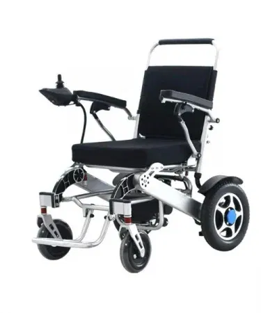 High quality lightweight folding electric wheelchair with adjustable seat, heavy‑duty frame and long‑range battery, portable for home care and travel