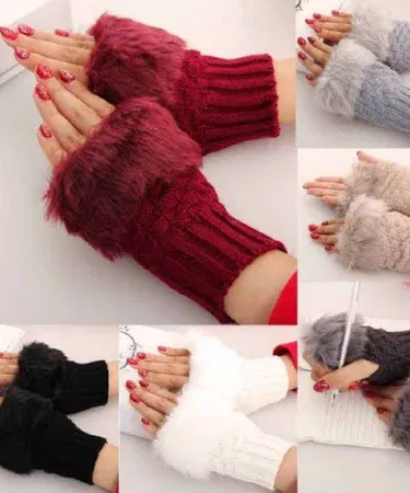 Korean Hand Fur Wool Gloves – soft warm winter gloves for women and girls, fur wool material, stylish Korean design