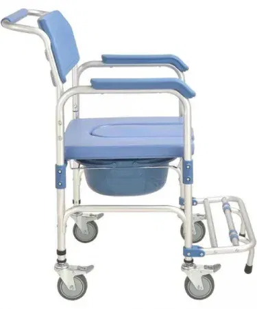 Best Bedside Commode Wheelchair and Wheeled Shower Chair for Elderly – portable, adjustable footrests, movable potty, safe and durable design, imagecaption=Premium bedside commode wheelchair and wheeled shower chair for elderly – perfect for bedroom and toilet use,