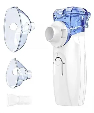 Portable handheld mesh nebulizer compact steam inhaler for adults and kids, imagecaption=Compact portable handheld vaporizer – perfect for home and travel use ,
