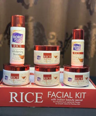 Boroplus Diamond Rice Facial Kit 5 Steps – whitening facial kit with rice extracts, booster, scrub, mask and cream