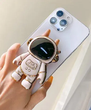 Universal foldable plastic astronaut phone stand holder for all smartphones and case back covers, perfect for hands‑free viewing and video calls.