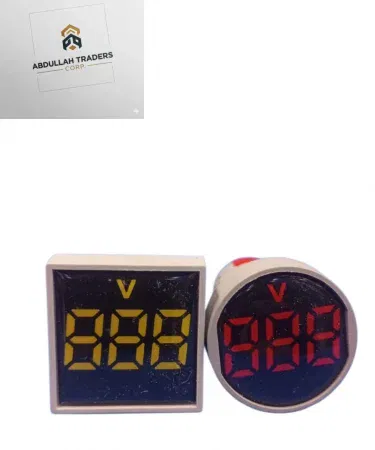 Mini LED Digital AC/DC Pilot Light Voltmeter Indicator with red 3‑digit LED display mounted on a panel, imagecaption=Compact round pilot light voltmeter for AC/DC voltage monitoring – perfect for industrial panels, vehicle dashboards, and power strips.