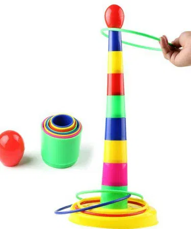 Ring Throwing Game for Kids NJ – colorful rings and stand set for indoor and outdoor play