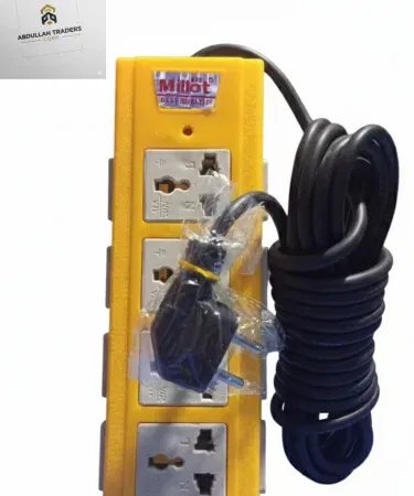 Millat 4‑Way Universal Multi‑Plug Extension Power Strip – yellow heavy‑duty power board with LED indicator and thick black cable