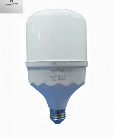 Nextfly 30W High-Efficiency LED T‑Bulb bright white light on a modern ceiling fixture, energy‑saving LED lighting solution, imagecaption=Nextfly 30W LED T‑Bulb delivering powerful illumination while saving electricity – available now on Khareedo & Kharedo.