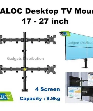 KALOC DW240‑T 17‑27 Inch Quad Four‑Screen Stock Trading Monitor with TV Mount, Table Stand, Bracket and Base