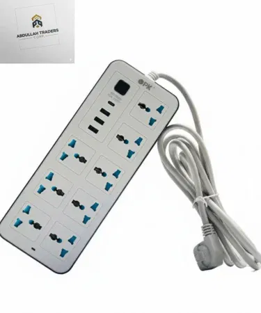 High Quality Power Strip Extension Board with 4 AC sockets, 3 USB ports and 1 Type‑C port on Khareedo