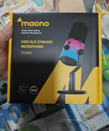 Maono PD100X USB XLR Dynamic Gaming Microphone – sleek black design with dual connectivity for gamers and streamers, imagecaption=Maono PD100X USB/XLR Dynamic Gaming Microphone – high-quality sound for gaming, streaming, and content creation.
