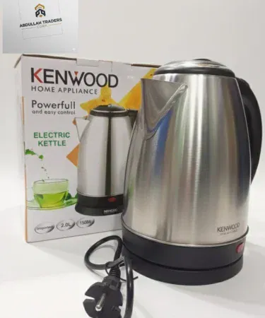 Kenwood 2.0L Stainless Steel Electric Kettle 1500W on a modern kitchen countertop, imagecaption=Kenwood 2.0 L Stainless Steel Electric Kettle – 1500 W fast‑boil kettle available on Khareedo | Kharedo.
