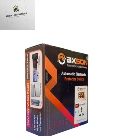 Axson Automatic Digital Voltage Protector showing digital display and compact design, imagecaption=Axson Automatic Digital Voltage Protector – reliable surge protection for home and office.