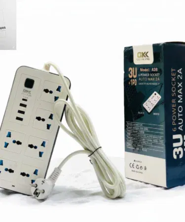 High Quality Power Strip Extension Board with 4 AC sockets, 3 USB ports and 1 Type‑C port on Khareedo